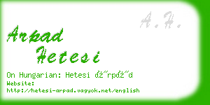 arpad hetesi business card